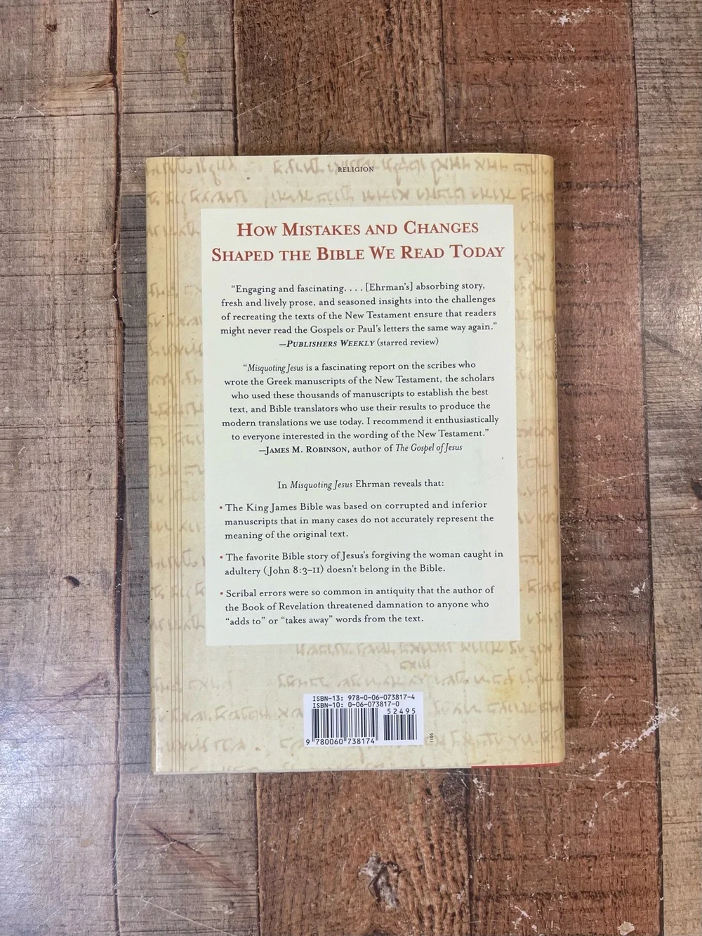 Misquoting Jesus by Bart D. Ehrman Hardcover Book Religion History Nonfiction